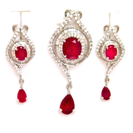 Ruby Diamond Pendant Set